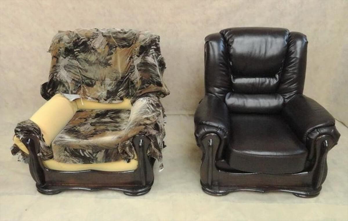 выполненные работы по ремонту и перетяжке мебели 